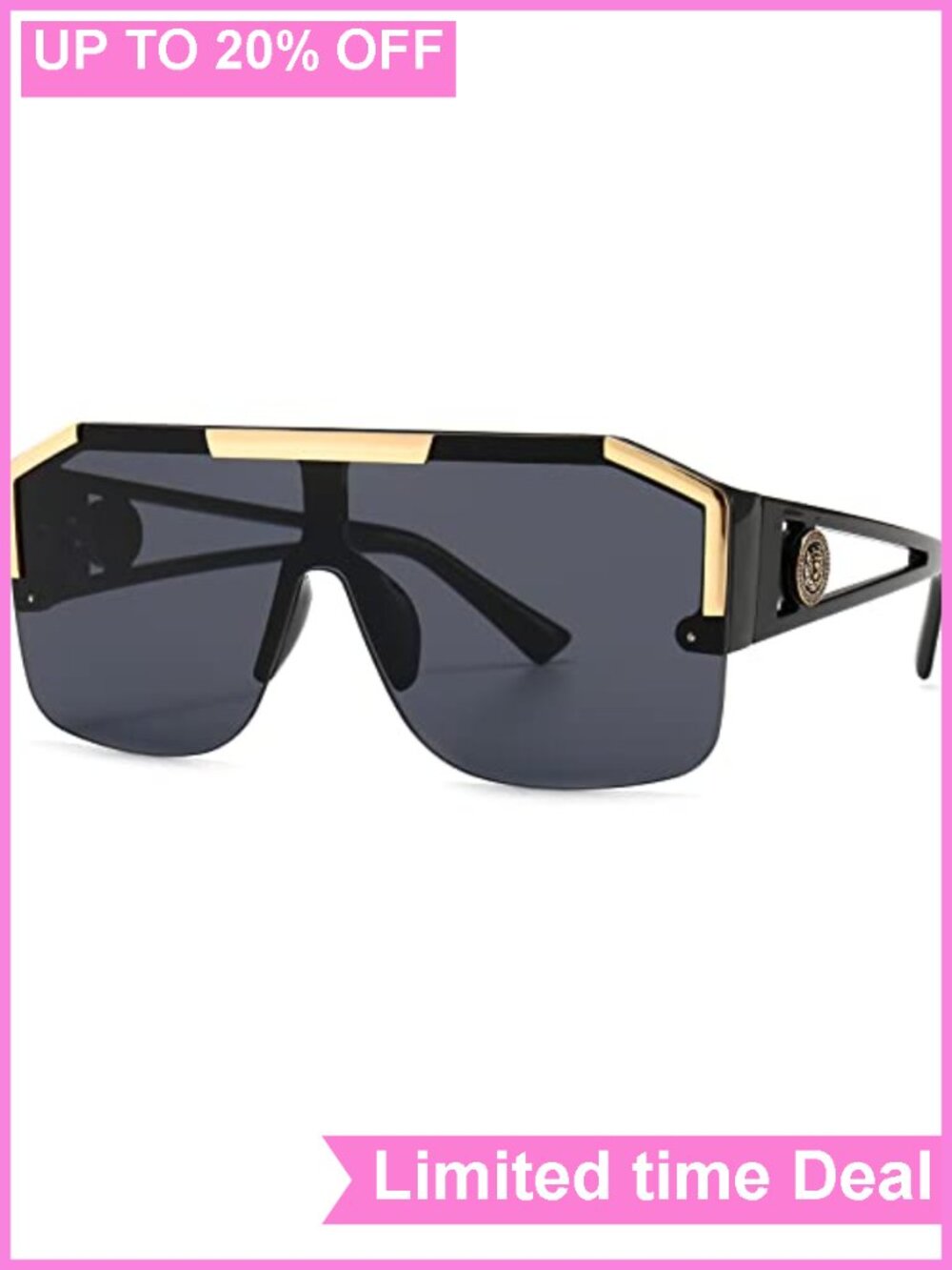 Oversized Square Sunglasses Flat Top Shield UV Protection Retro